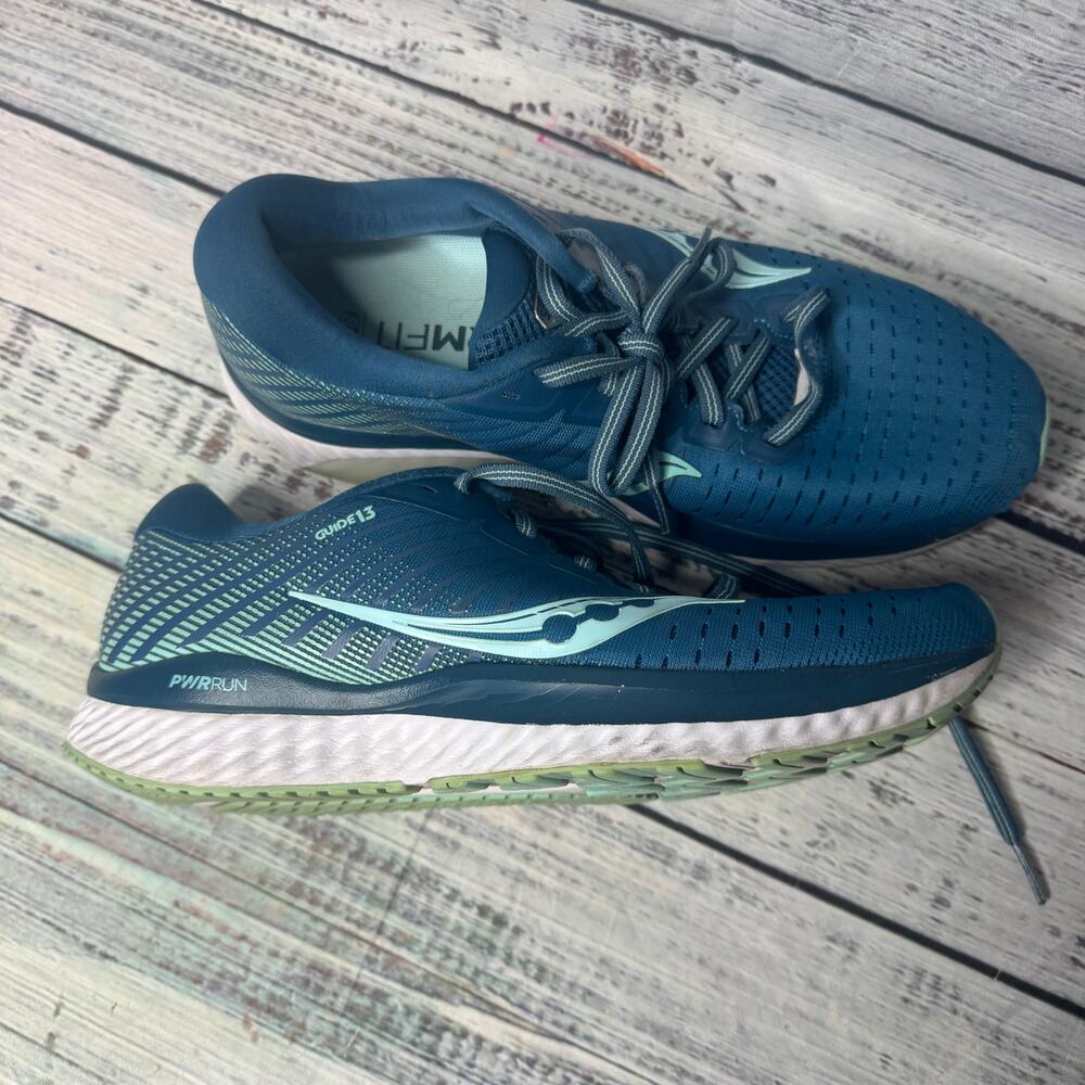 Saucony Guide 13 Running Shoes Size 9 Blue Teal Supportive Stability Sneakers